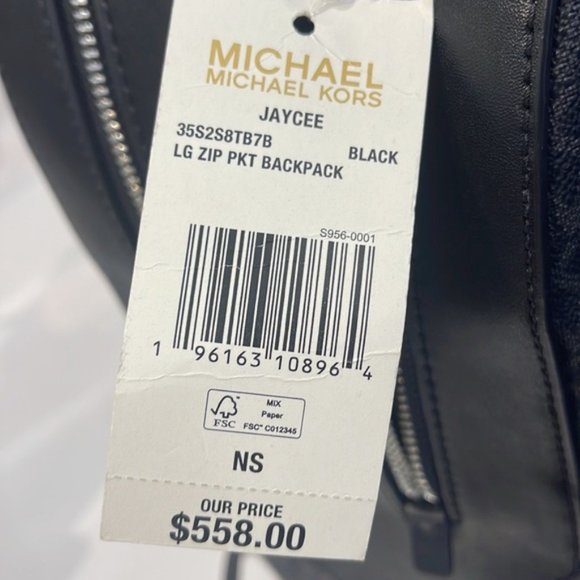Michael Kors Jaycee Large Zip Pocket Backpack Black - Picture 2 of 16